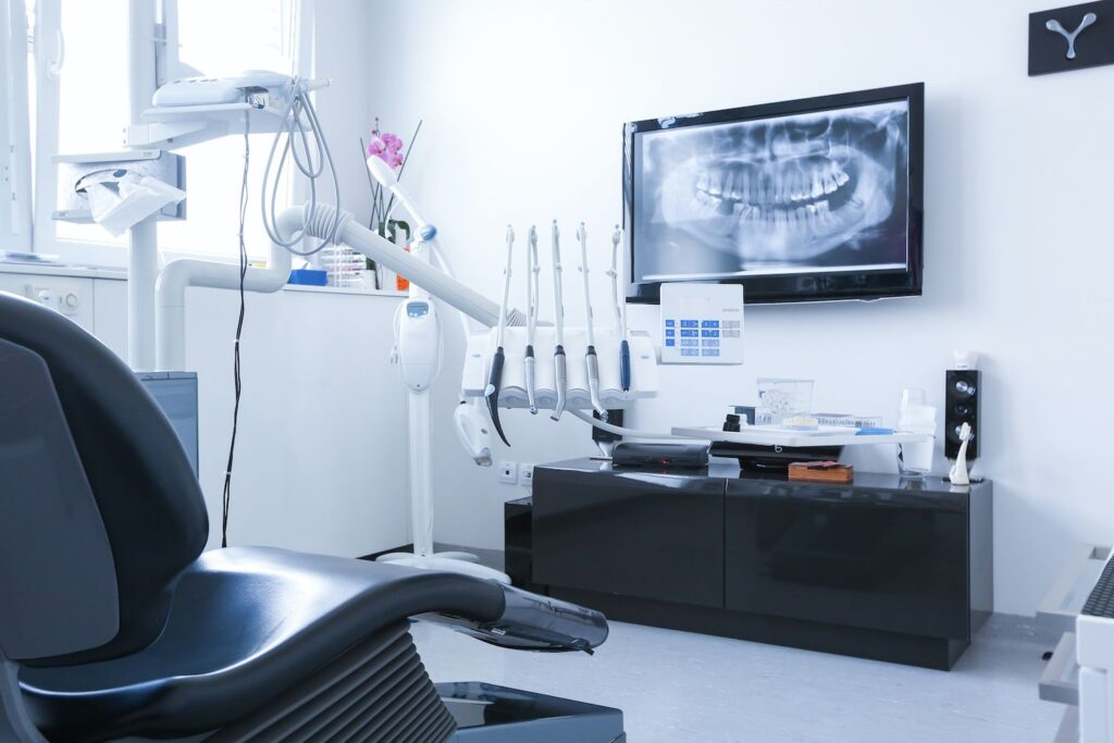 Dentist's chair and tools with x-ray picture in the background preventative general dentistry dentist in Lansdale Pennsylvania